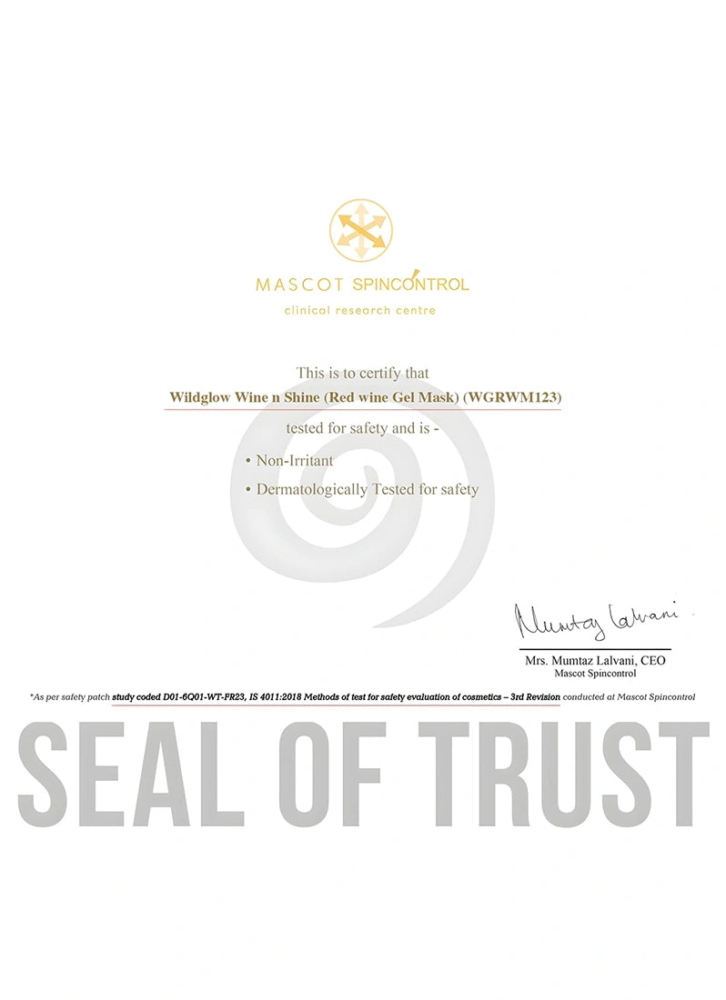 Certificate with 'Mascot SkinControl' logo and text on a white background
