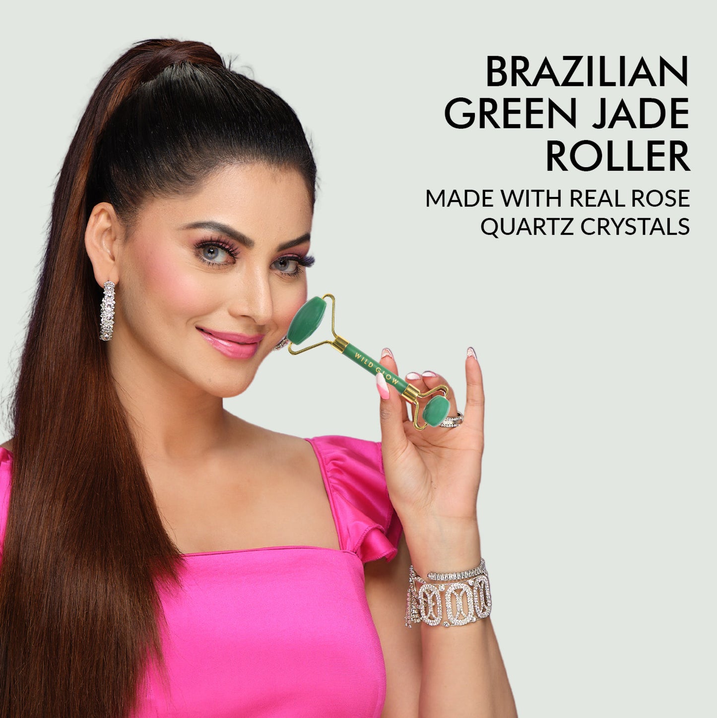 Brazilian Green Jade Face Roller For Smoothing Fine Lines & Wrinkles