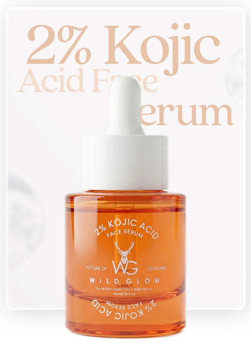 2% Kojic Acid Face Serum bottle with dropper on a white background
