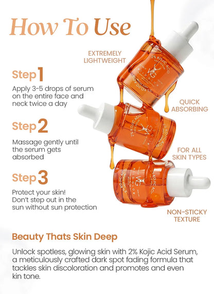 Instructions on how to use a skincare serum with text and images of the serum bottles.