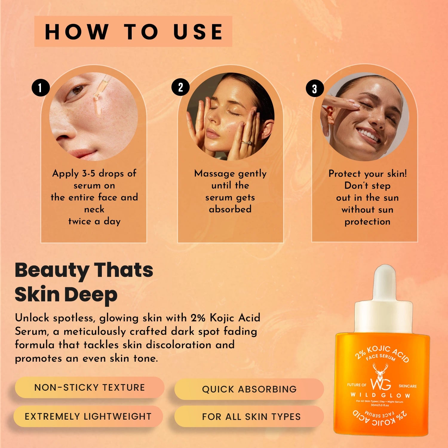 2% Kojic Acid Face Serum for Skin Brightening, Dark Spot Correcting & Radiant Glow 30ml