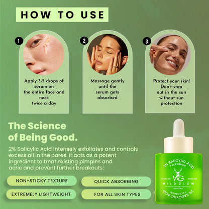 2% Salicylic Acid Face Serum for Acne, Oil Control & Clear Skin – 30ml