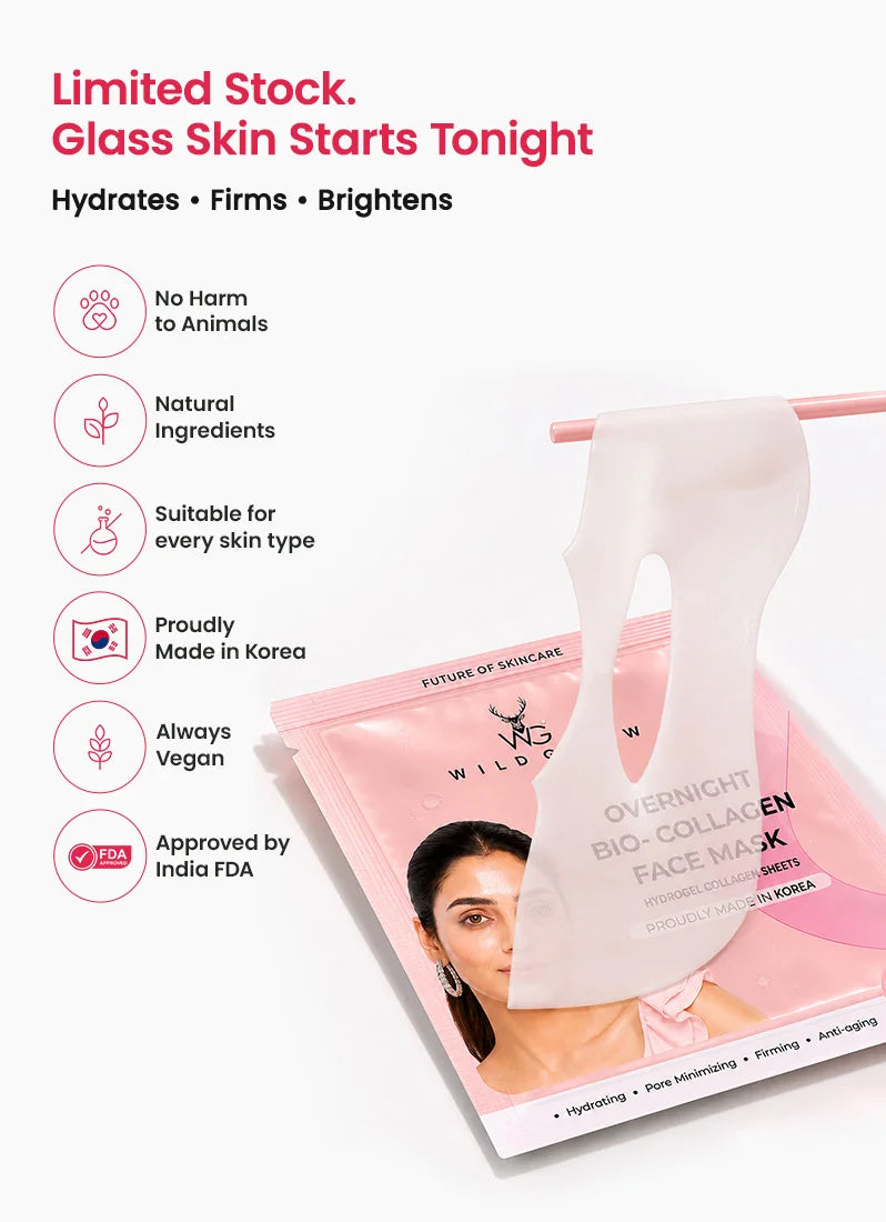 Wilder Bio-Collagen Face Mask packaging with product and promotional text on a white background