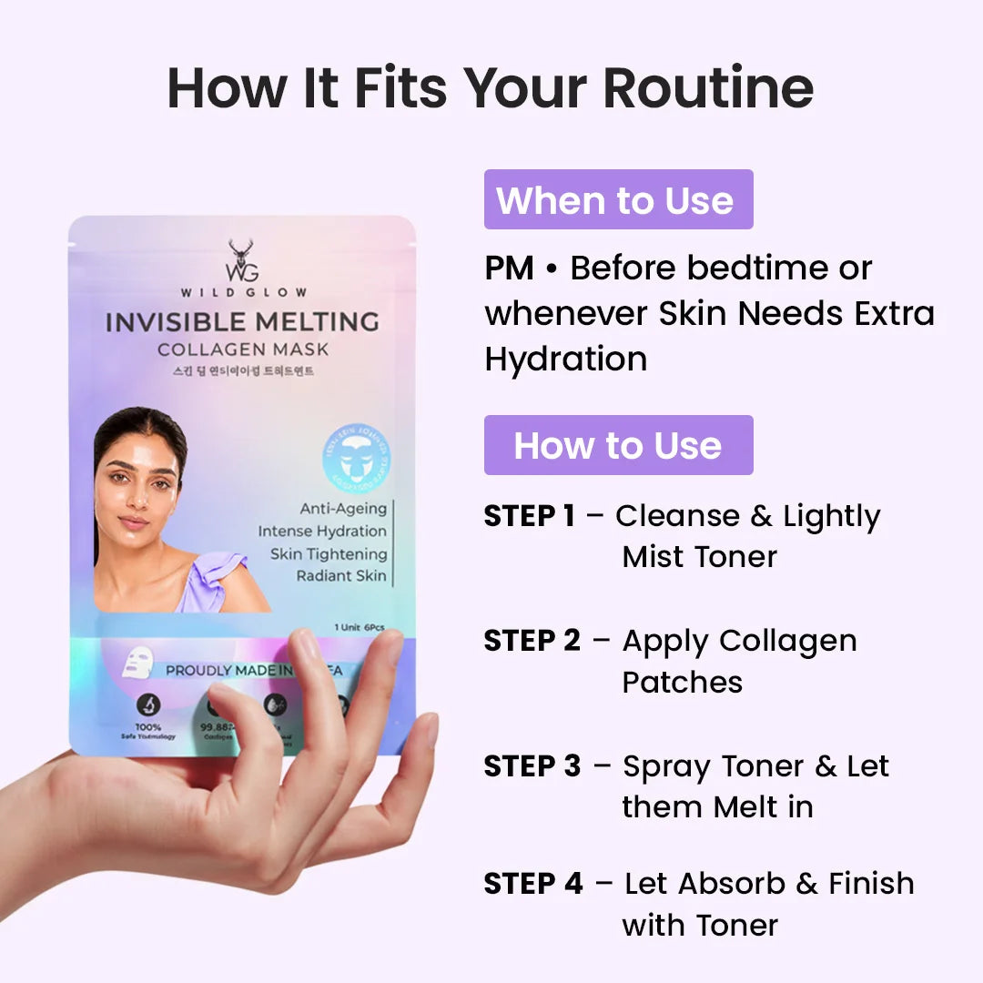 Invisible Collagen Sheet Mask | 6 Pcs