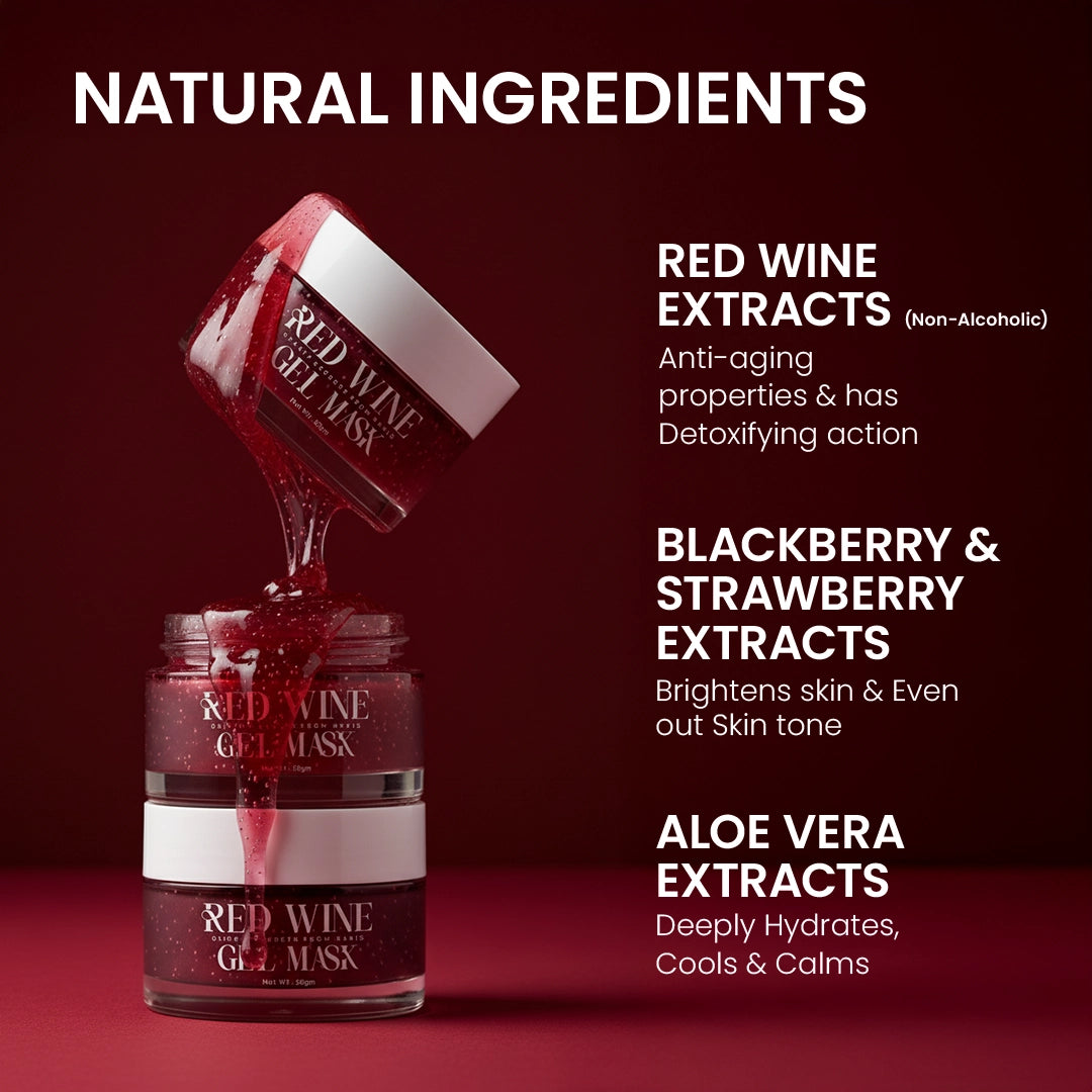 Red Wine Gel Face Mask With Paris-based RedWine Extracts - 50GM
