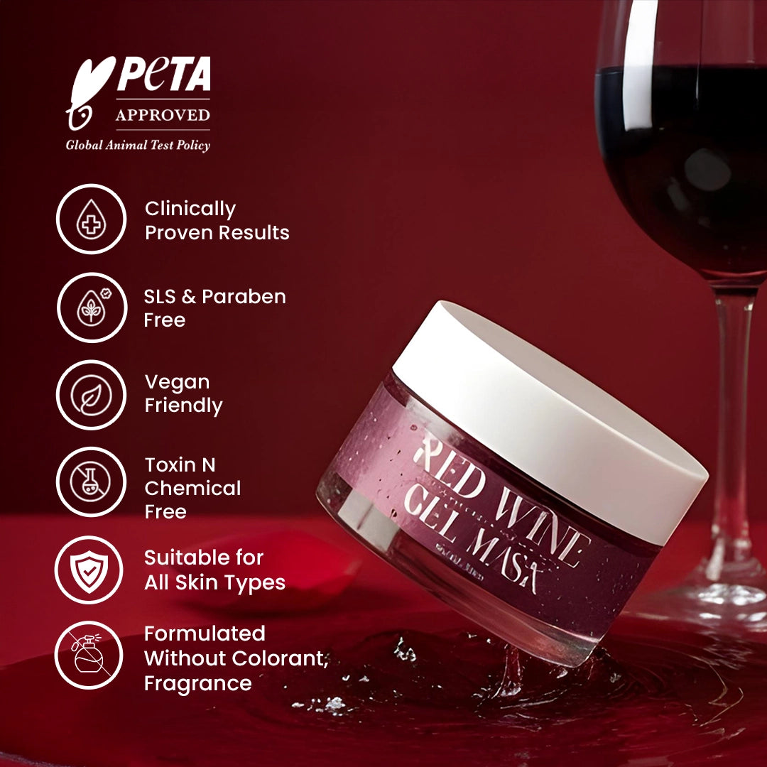 Red Wine Gel Face Mask With Paris-based RedWine Extracts - 50GM