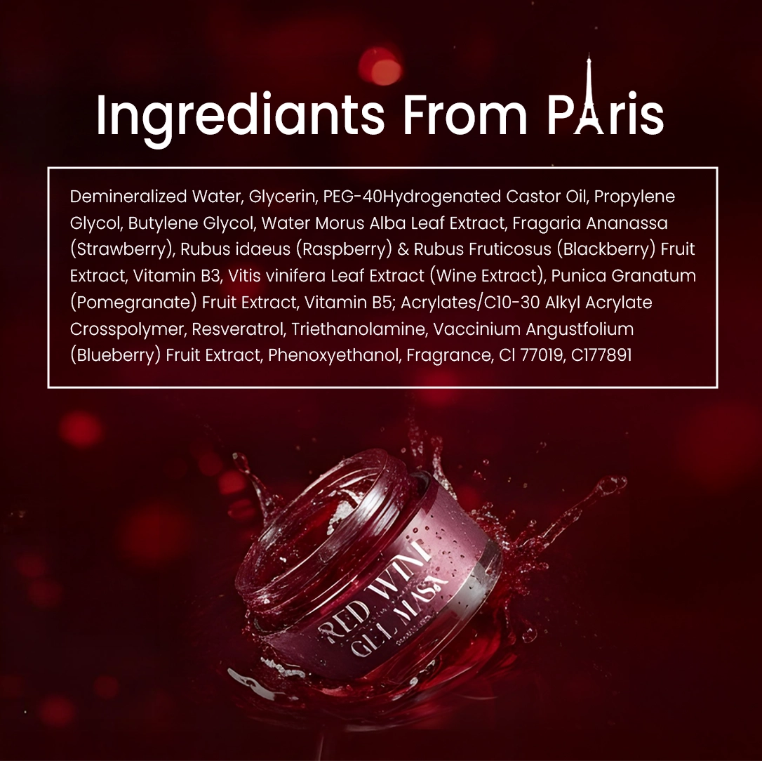 Red Wine Gel Face Mask With Paris-based RedWine Extracts - 50GM