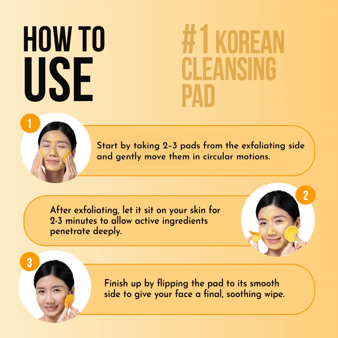 Kojic Acid & Turmeric Korean Cleansing Pads -40Pcs