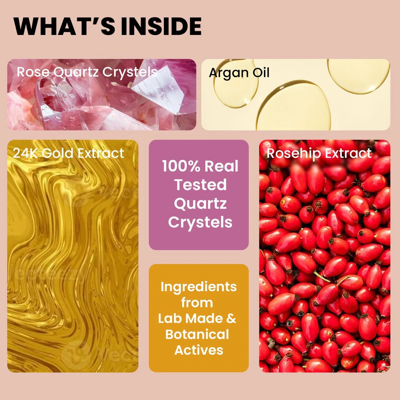 Rose Quartz Roller & Gua Sha Set + 24K Serum for Glow & Lift