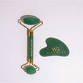 Load image into Gallery viewer, Brazilian Green Jade Face Roller + Gua Sha Set For A Contoured Look &  A Youthful Skin
