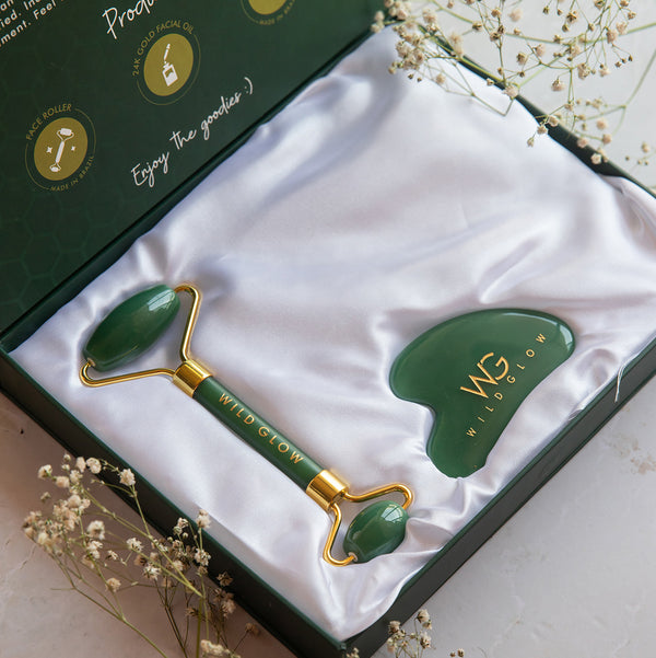 Brazilian Green Jade Roller & Gua Sha Set for Youthful Skin