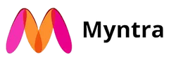 Myntra logo with a colorful 'M' and the brand name in black text.