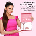 Load image into Gallery viewer, Brazilian Rose Quartz Face Roller + Gua Sha Set for Contoured Look & Youthful skin
