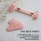 Brazilian Rose Quartz Face Roller + Gua Sha Set For Contoured Look & Youthful Skin